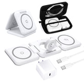 CYBERGIANT 3-in-1 Wireless Foldabe Charger Set for iPhone, Earpod and iWatch including USB-C Adaptor and Carrying Case