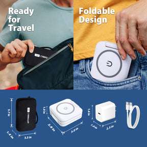 CYBERGIANT 3-in-1 Wireless Foldabe Charger Set for iPhone, Earpod and iWatch including USB-C Adaptor and Carrying Case