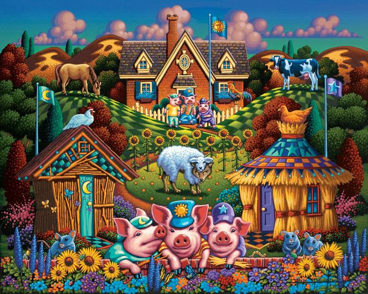 Dowdle Jigsaw Puzzle - Three Little Pigs - 100 Piece